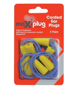 MaxiPlug Corded Ear Plugs - Blister Pack of 5 pairs