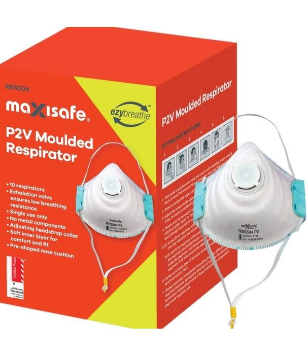 MaxiSafe P2 Moulded Respirator with Valve, box 10