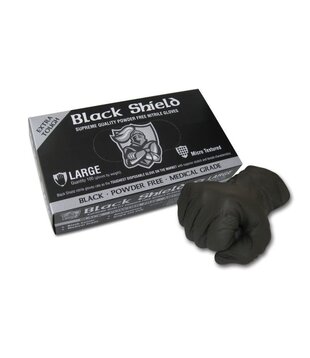 Black Shield Heavy Duty Nitrile, Unpowdered, Box 100 - XLarge