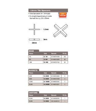 CROSS SPACERS 5MM x 500 FOR DISPLAY PURPOSES
