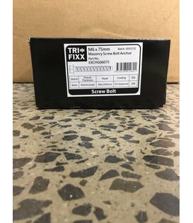M6 x 75mm Masonry Screwbolt Anchor, Hex Head,  100 BOX