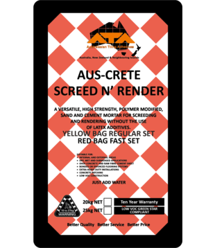 Aus crete Screed Render (fast set) bag red -20KG