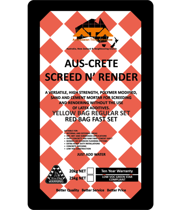 ATA Aus crete Screed Render (fast set) bag red -20KG + (25kg)