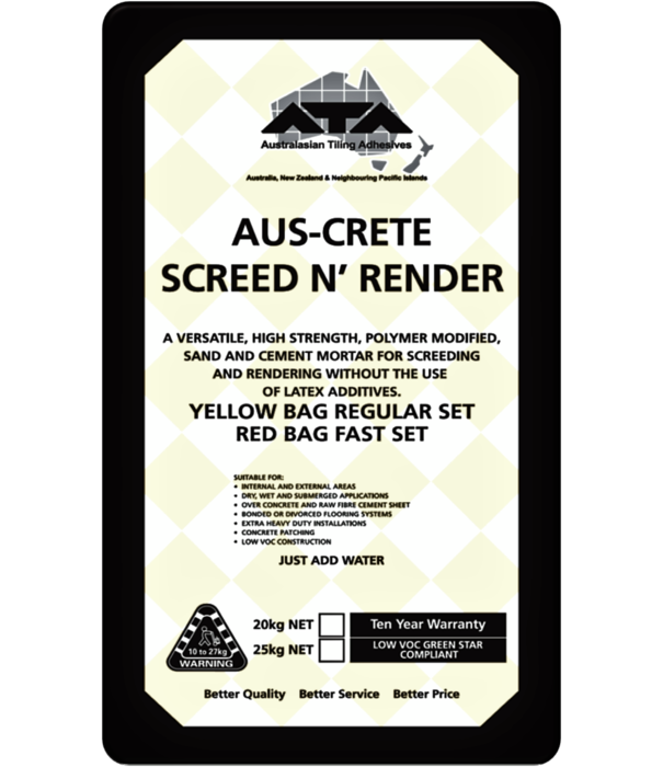 ATA Aus -Crete Screed n Render Normal Set - Bag Black/Yellow