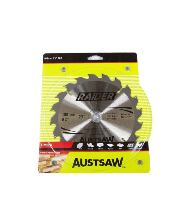 AUSTSAW Austsaw RaiderX Timber Blade 165mm x 20/16 Bore x 24 T Thin Kerf