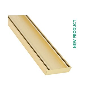 [ PO ] Lauxes Aluminium Matte Yellow Gold Slimline Tile Insert Grate (MYG STI) 5600 x 100 x 26mm