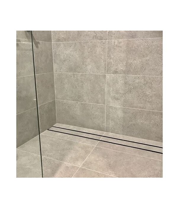 Lauxes Grates [ PO ] Lauxes Aluminium Midnight Slimline Tile Insert Grate 21 (MSTI21) 3000 x 100 x 21mm -  Black