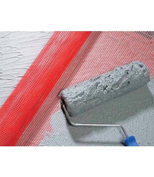 Self Adhesive Alkaline Resistant Fiberglass Wall Mesh 165 G/mÂ²(Â±5G) 5mmx5mm 1.195x50m Red
