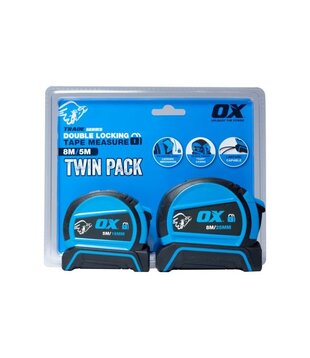 OX Twin Pk Double Lock Tape Measure – 8m/5m