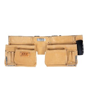 Trade Heavy Duty Suede Leather Double Pocket Tool Belt