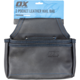 OX Trade Black Leather 2 Pocket Nail Bag