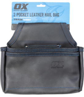 OX Trade Black Leather 2 Pocket Nail Bag