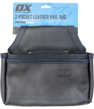 OX Trade Black Leather 2 Pocket Nail Bag
