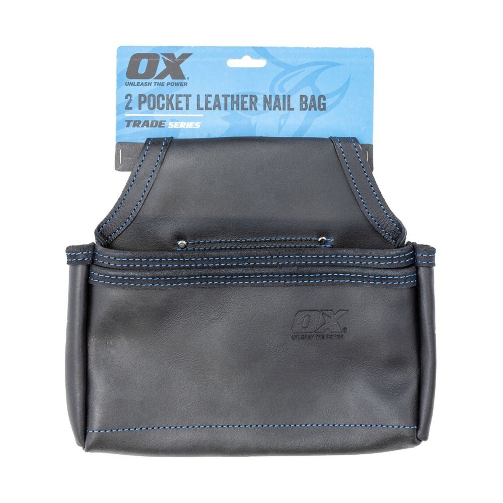 Ox Tools OX Trade Black Leather 2 Pocket Nail Bag