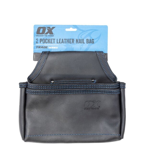 Ox Tools OX Trade Black Leather 2 Pocket Nail Bag