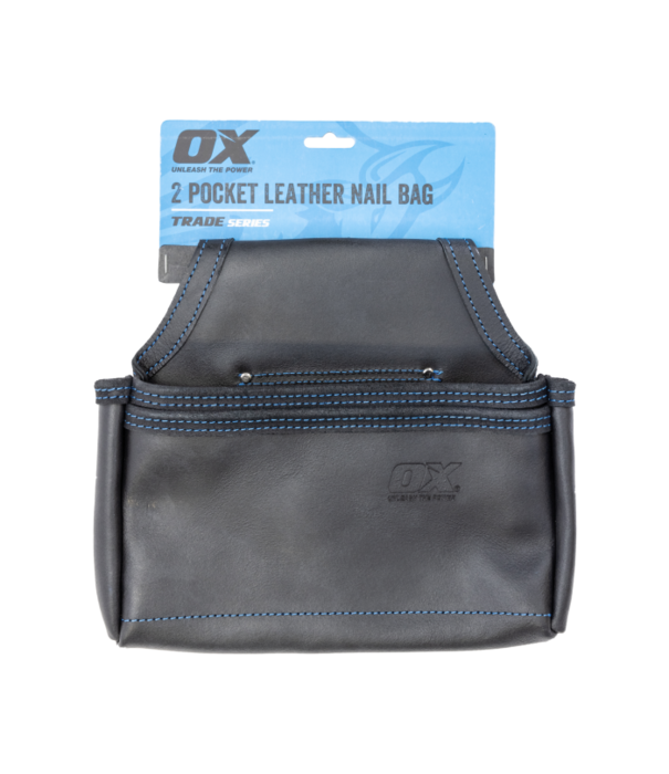 Ox Tools OX Trade Black Leather 2 Pocket Nail Bag