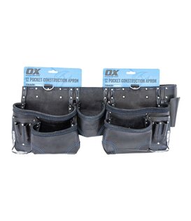 OX Trade Black Leather 12 Pocket Construction Apron