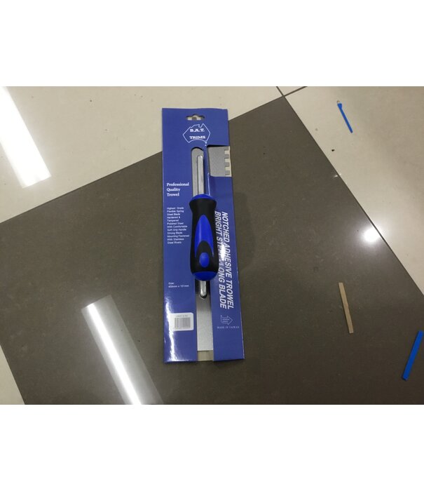 B.A.T Trims Pty Ltd BAT Notched Adhesive Trowel-Bright Steel long blade