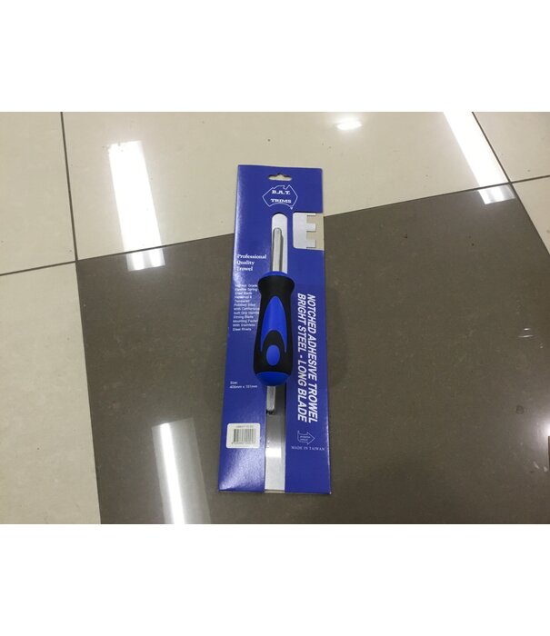 B.A.T Trims Pty Ltd BAT Notched Adhesive Trowel-Bright Steel long blade
