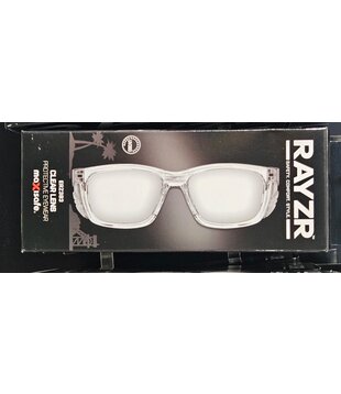 Rayzr Safety Glasses - Clear Frame - Clear Lens