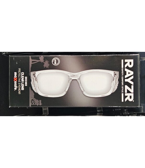 MaxiSafe Rayzr Safety Glasses - Clear Frame - Clear Lens