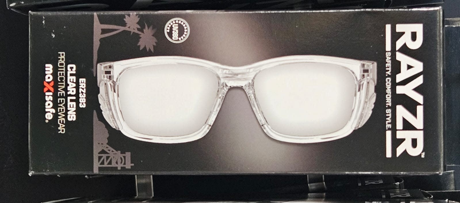Rayzr Safety Glasses  Clear Frame  Blue Mirror Polarised ERZ360 main image 1