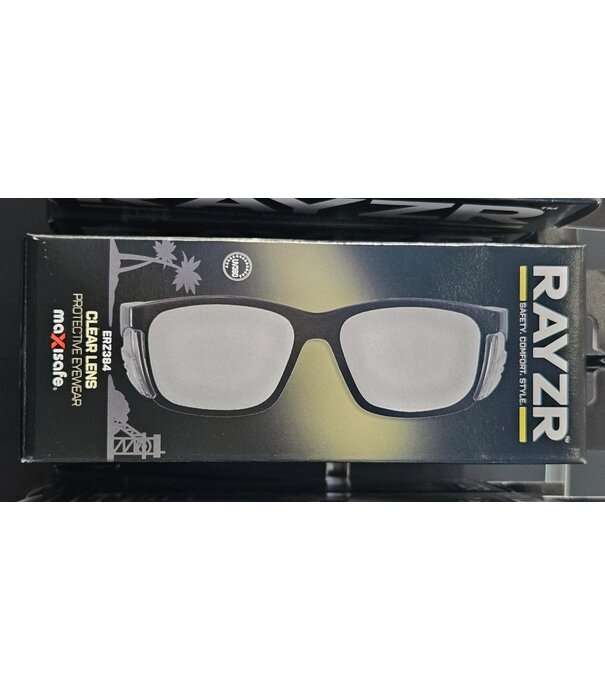 MaxiSafe Rayzr Safety Glasses - Matte Black Frame - Clear Lens