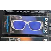Rayzr Safety Glasses - Clear Frame - Blue Mirror Polarised