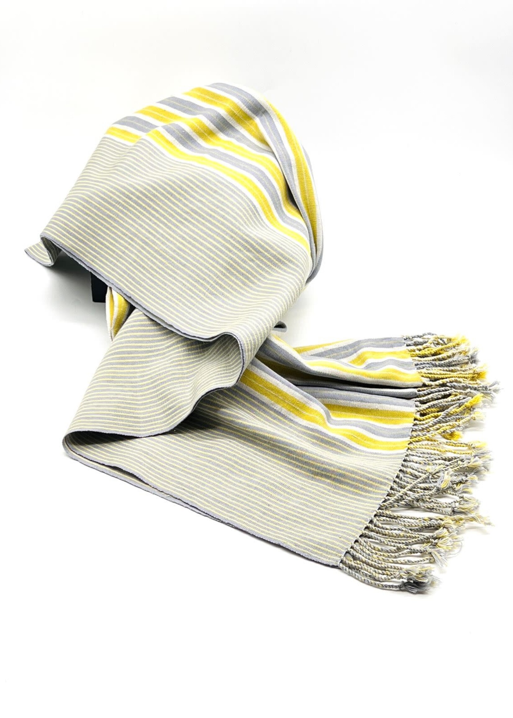 REBOZO DE RAYAS AMARILLO CON GRIS