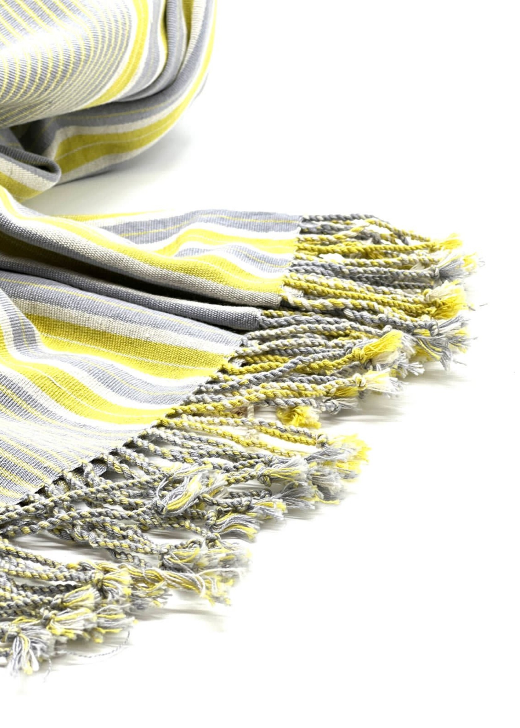 REBOZO DE RAYAS AMARILLO CON GRIS