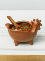 SALSERO GALLO CON CUCHARA BARRO ROJO