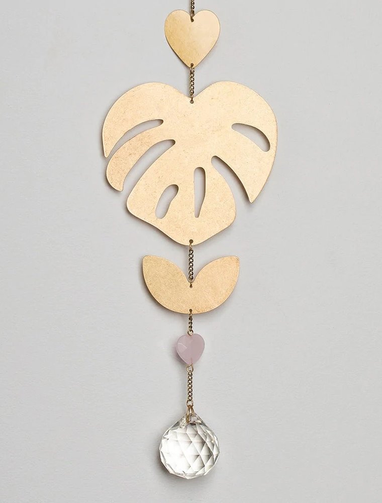 Scout Curated Wears Suncatcher Monstera Leaf/Rose Quartz