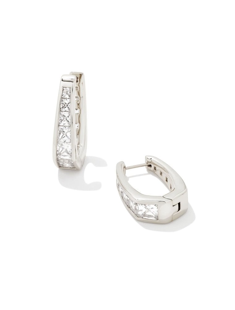 Kendra Scott Parker Hoop Earring Rhodium White Crystal