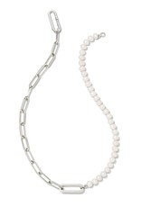 Kendra Scott Ashton Half Chain Necklace Rhodium Pearl