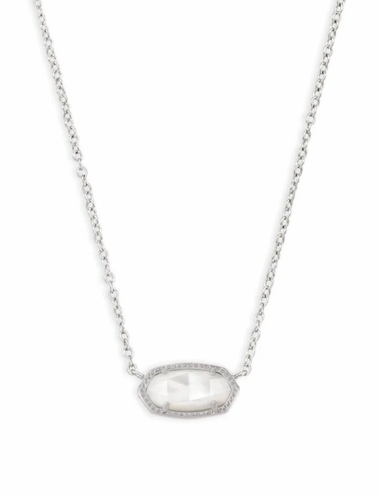 Kendra Scott Elisa Rhodium Pendant Necklace in Mother of Pearl