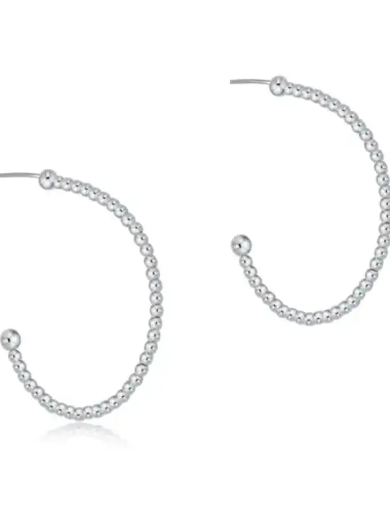 ENEWTON Beaded Classic 1.25" Post Hoop 2mm (silver)