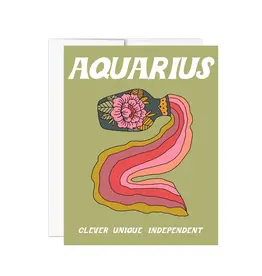 Golden Gems Zodiac Collection Notecard Clever Little Aquarius