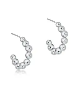 Beaded Simplicity Hoops 1" Silver 4mm
