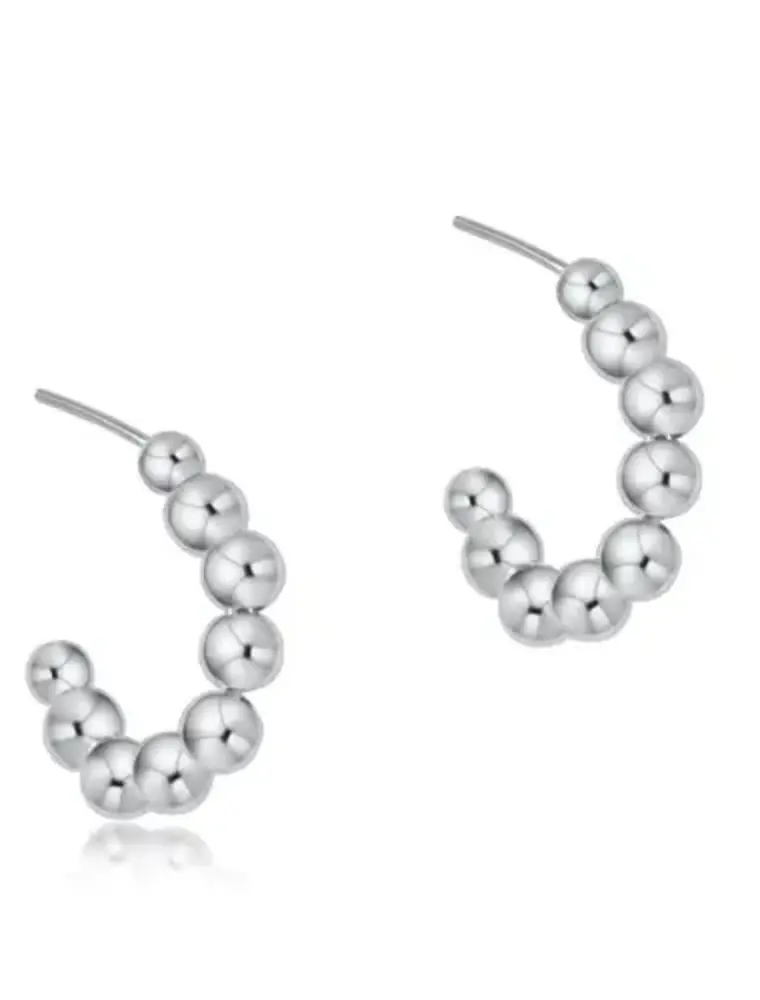 Beaded Simplicity Hoops 1" Silver 4mm
