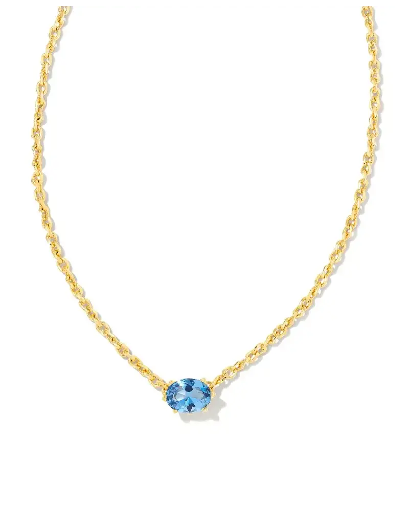 Kendra Scott Cailin Pendant Necklace Gold Blue Crystal