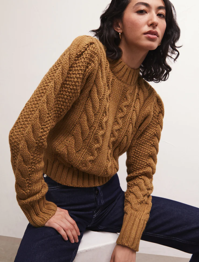 Z Supply Catya Mock Neck Cable Knit Sweater