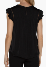 Liverpool Flutter Sleeve Woven Top in Black