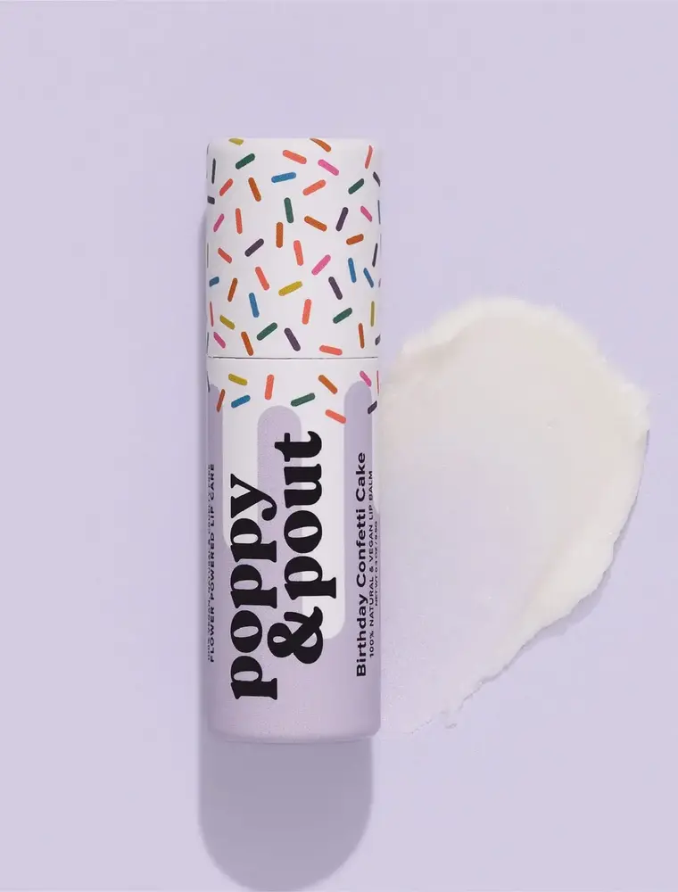 Poppy & Pout Birthday Confetti Cake Vegan Lip Balm (purple)