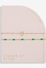 A Littles & Co. Stacks of Style Green Enamel Set of 2 Bracelets