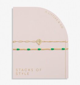 A Littles & Co. Stacks of Style Green Enamel Set of 2 Bracelets