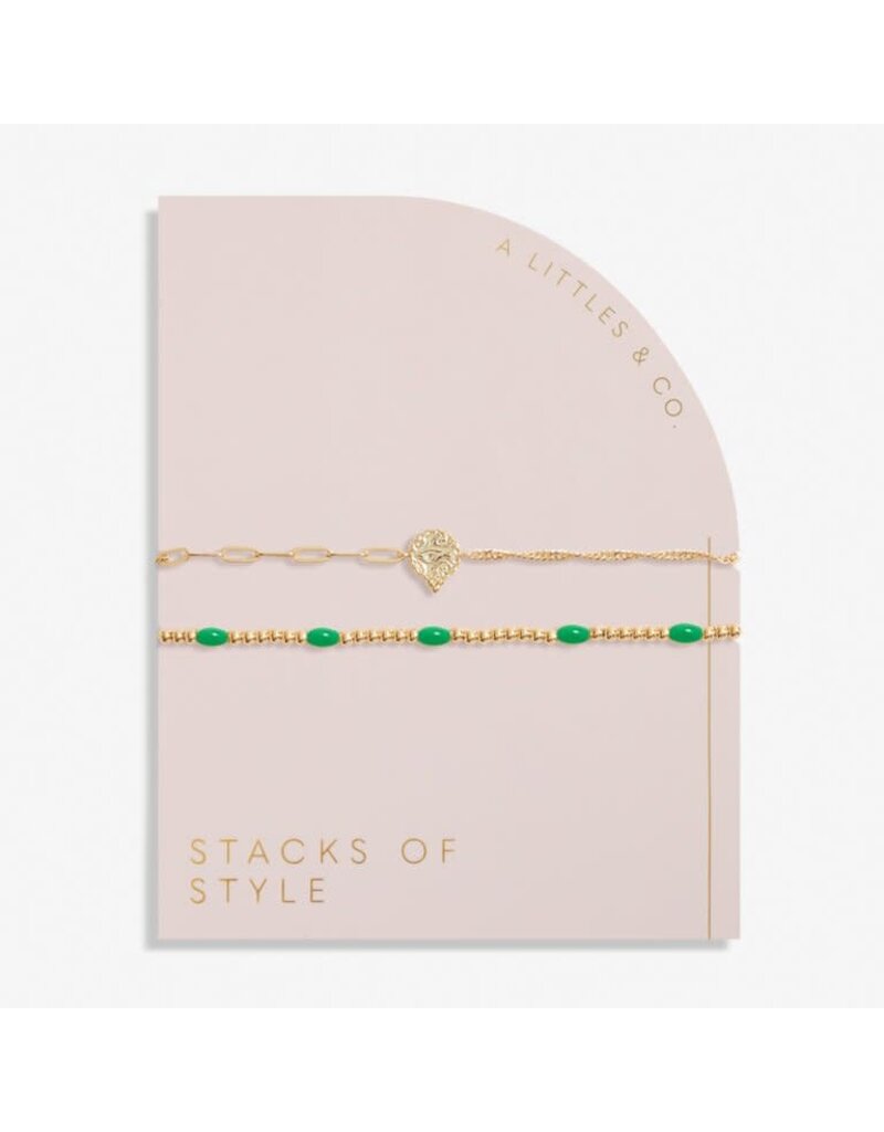 A Littles & Co. Stacks of Style Green Enamel Set of 2 Bracelets