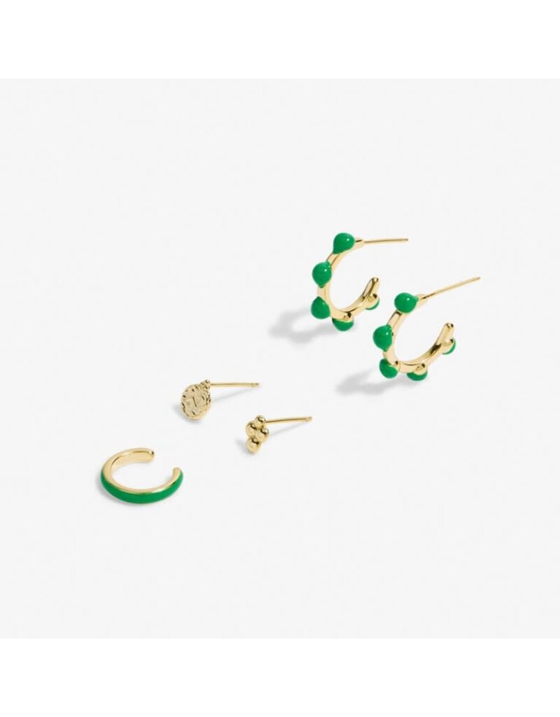 A Littles & Co. Stacks of Style Green Enamel Earring Set