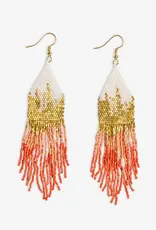 Ink + Alloy Claire Ombre Beaded Fringe Earrings 4.25" (coral)