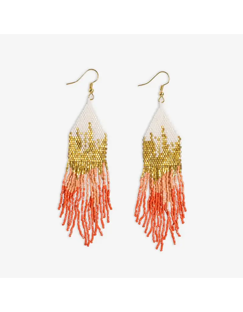 Ink + Alloy Claire Ombre Beaded Fringe Earrings 4.25" (coral)