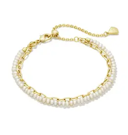 Kendra Scott Lolo Multi Strand Bracelet Gold White Pearl